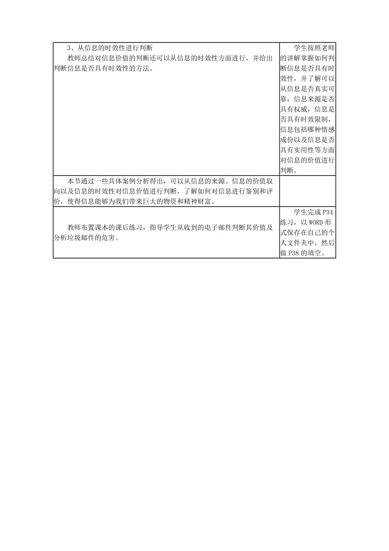 2019-2020年人教版高一信息技术《第七课信息的鉴别与评价》1课时表格式教学设计.doc_第2页