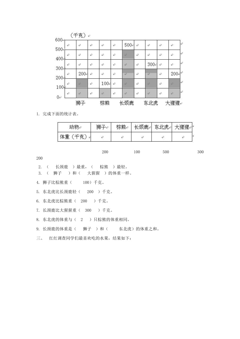 2019年二年级数学下册 8 统计习题 新人教版.doc_第2页