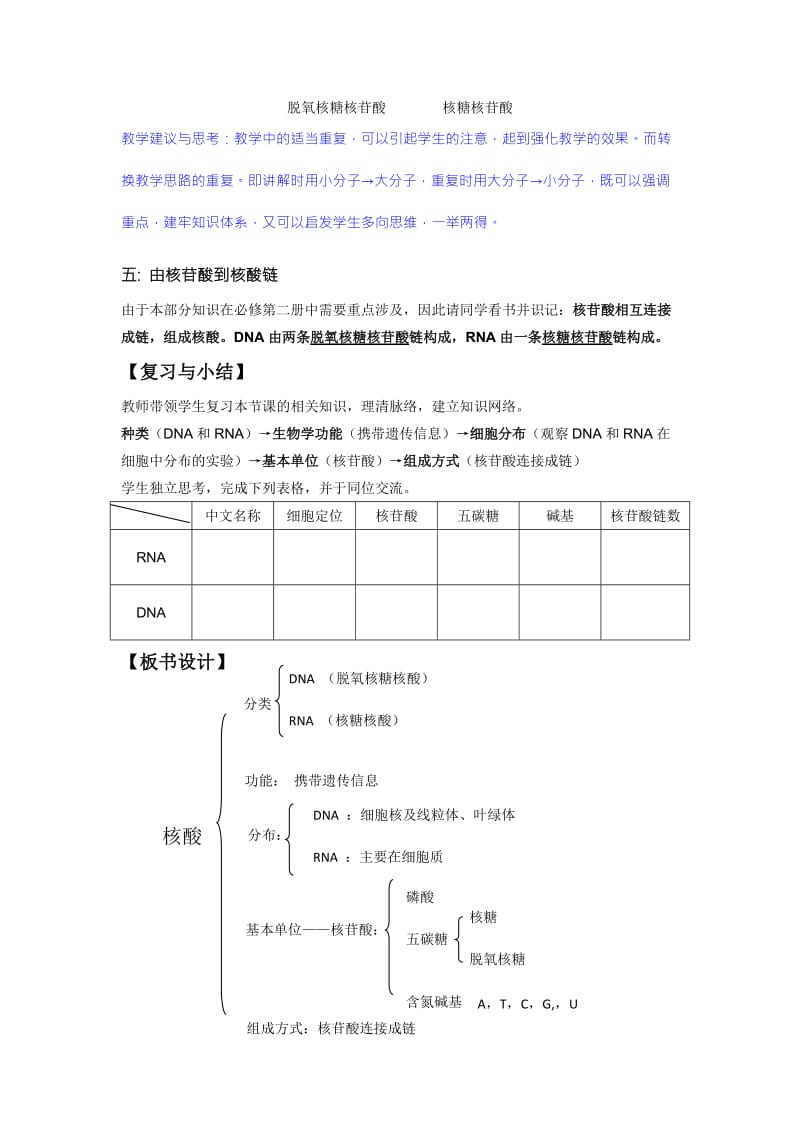 2019-2020年人教版高中生物必修1 2-3遗传信息的携带者-核酸教案1.doc_第3页