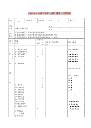 2019-2020年高三體育 力量速度球類學(xué)案.doc