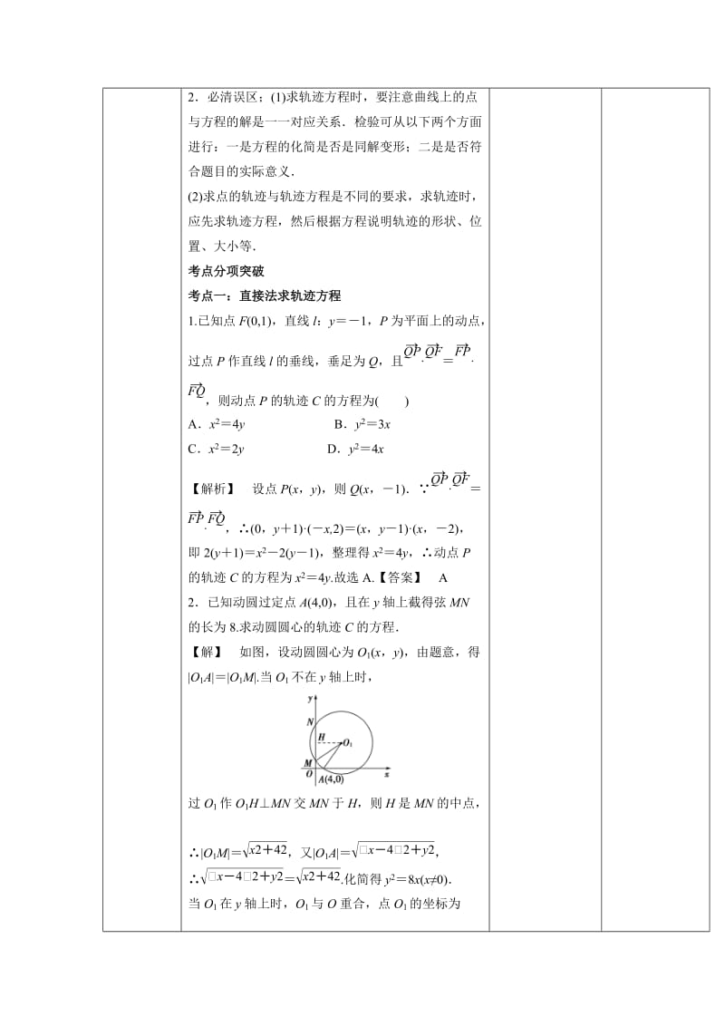 2019-2020年人教A版高中数学 高三一轮 第八章 平面解析几何 8-8 曲线与方程《教案》.doc_第3页