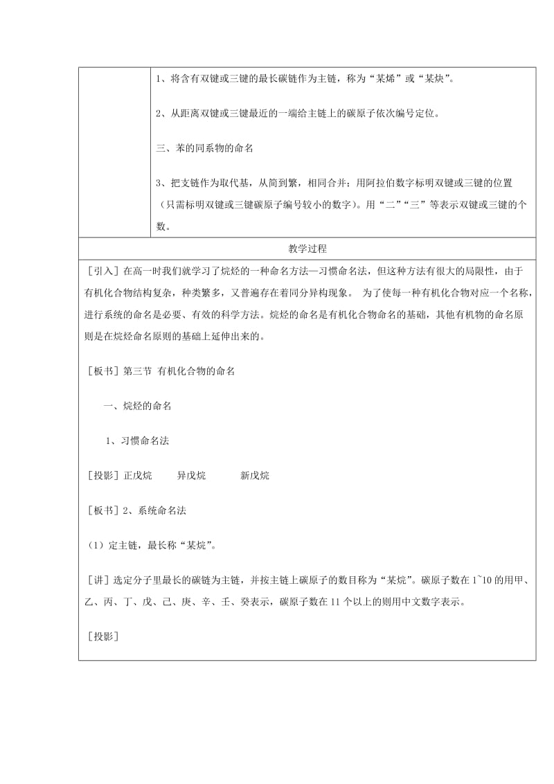 2019-2020年人教版高中化学选修五 1-3 有机化合物的命名 教案.doc_第2页