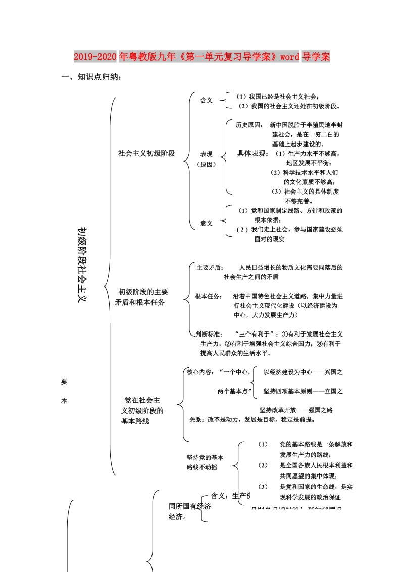 2019-2020年粤教版九年《第一单元复习导学案》word导学案.doc_第1页