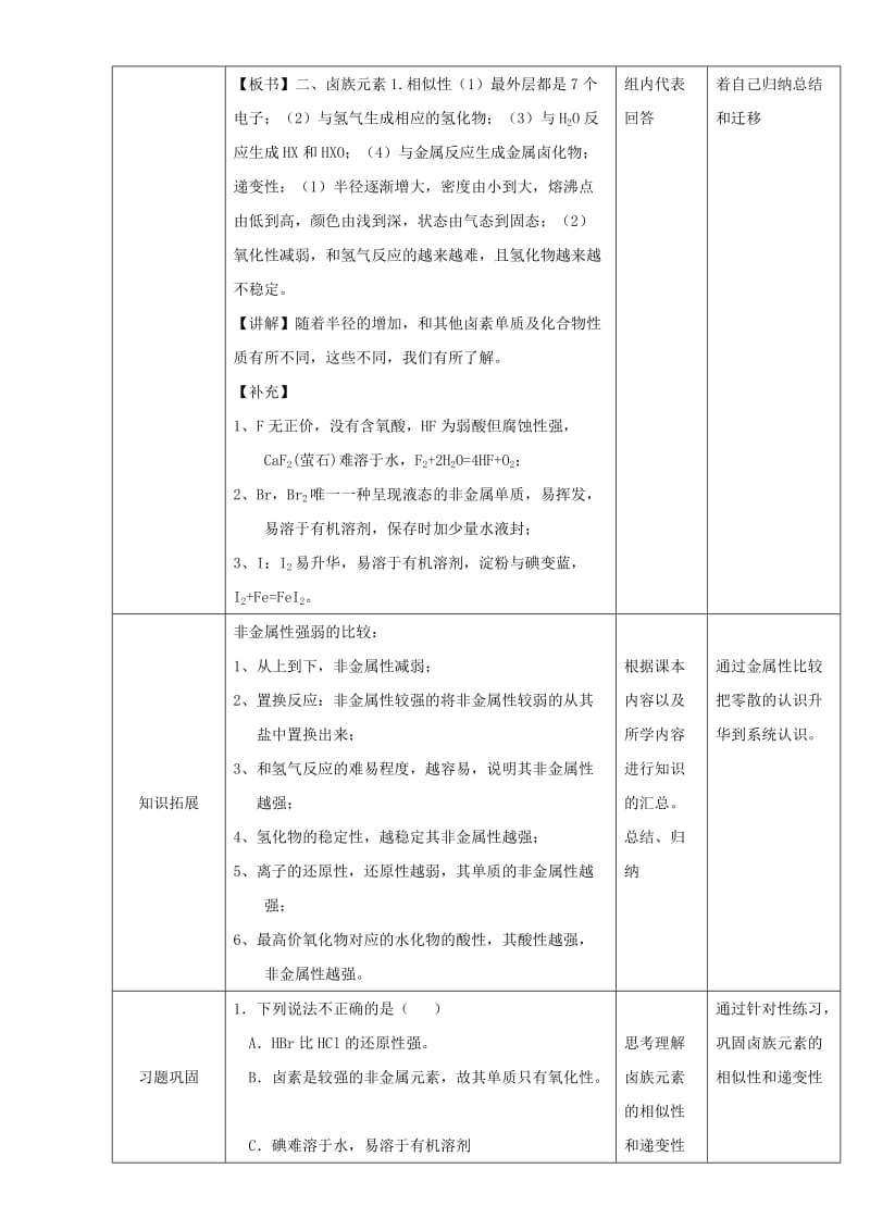 2019-2020年高一化学 1.1.2 元素的性质与原子结构教学设计.doc_第3页