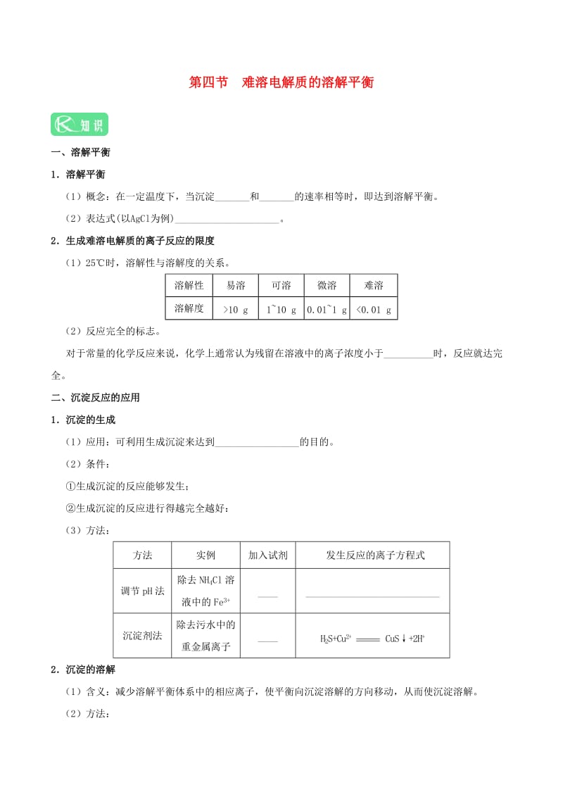 2018-2019学年高中化学 第03章 水溶液中的离子平衡 专题3.4 难溶电解质的溶解平衡试题 新人教版选修4.doc_第1页