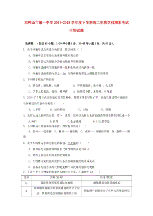 黑龍江省雙鴨山市第一中學(xué)2017-2018學(xué)年高二生物下學(xué)期期末考試試題.doc