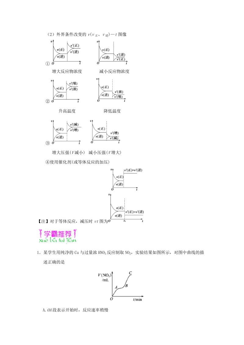 2018-2019学年高中化学（课堂同步系列一）每日一题 化学反应速率的图像题（含解析）新人教版选修4.doc_第3页