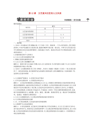 2018-2019學(xué)年度高中歷史 第三單元 從人文精神之源到科學(xué)理性時(shí)代 第12課 文藝復(fù)興巨匠的人文風(fēng)采練習(xí) 岳麓版必修3.doc