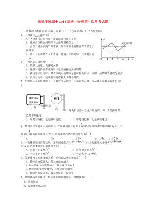 山西省呂梁學(xué)院附中2018-2019學(xué)年高一物理上學(xué)期第一次月考試題.doc