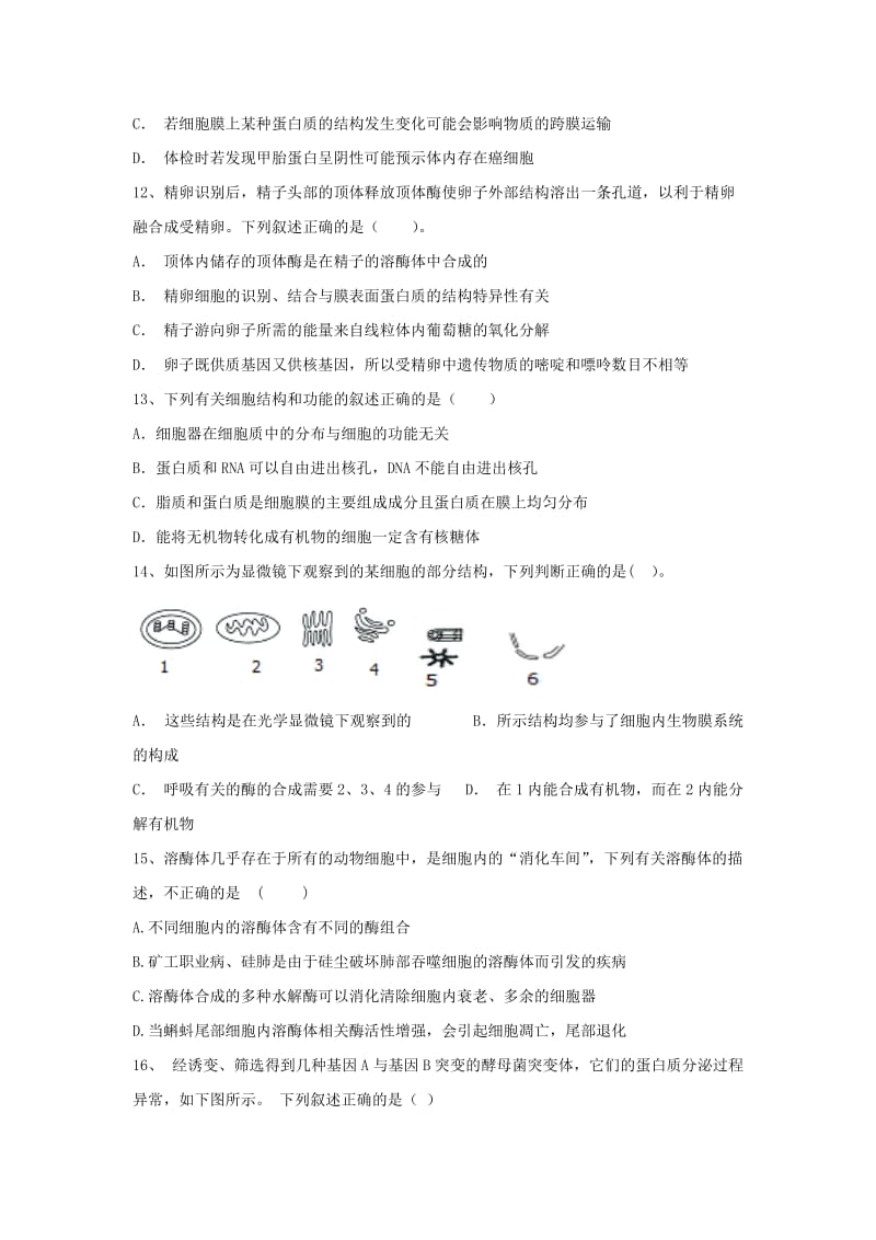 宁夏石嘴山市第三中学2019届高三生物上学期期中试题.doc_第3页