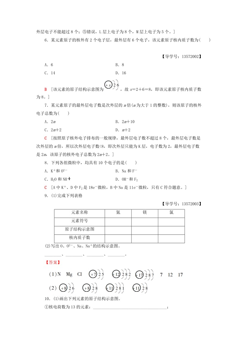 2018-2019学年高中化学 课时分层作业1 原子核外电子的排布 苏教版必修2.doc_第2页