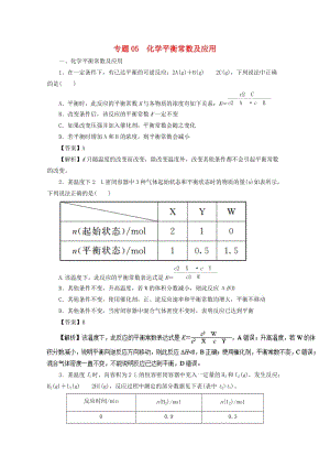 2018-2019學年高中化學 專題2.5 化學平衡常數(shù)及應(yīng)用練習 新人教版選修4.doc