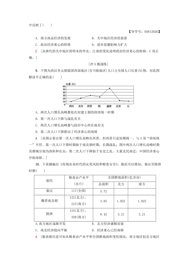 2018-2019学年高中历史 课时分层作业3 区域经济和重心的南移 岳麓版必修2.doc_第3页