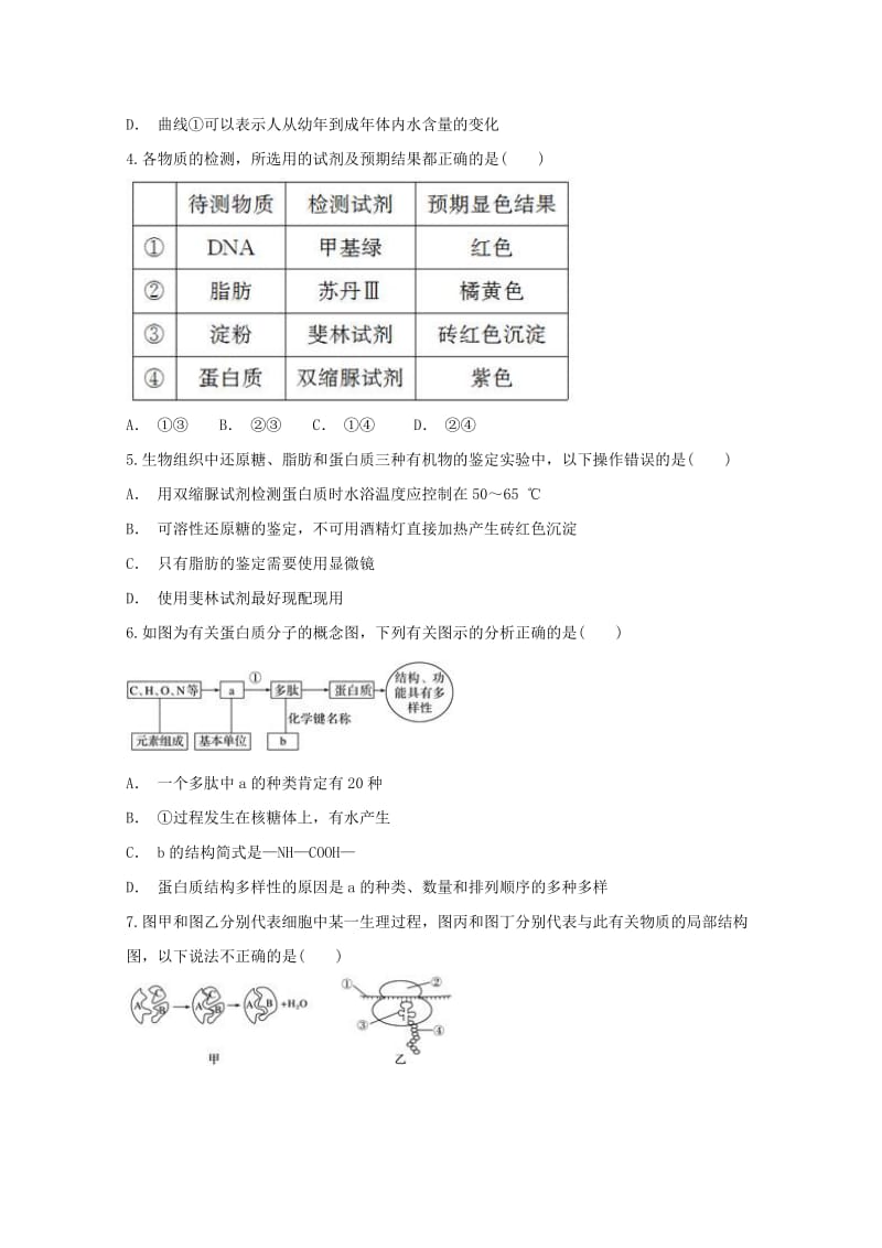 安徽省滁州中学2019届高三生物上学期期中试题.doc_第2页