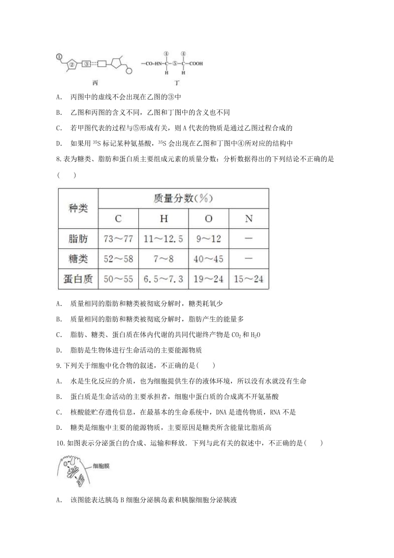 安徽省滁州中学2019届高三生物上学期期中试题.doc_第3页