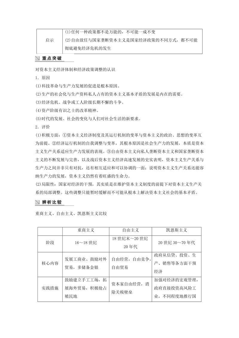 2017-2018学年高中历史 专题六 罗斯福新政与当代资本主义专题学习总结学案 人民版必修2.doc_第2页