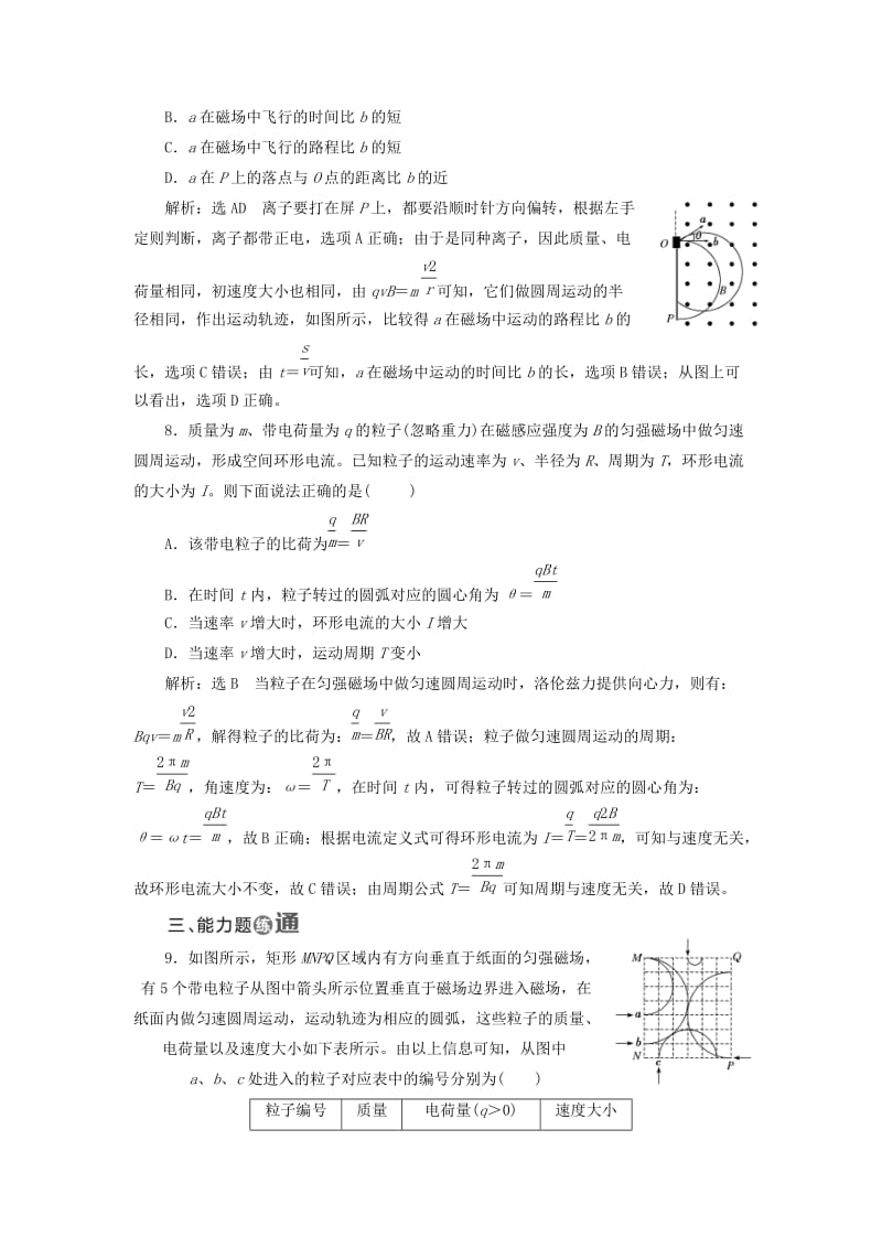 2018-2019学年高中物理 课时跟踪检测（二十四）带电粒子在匀强磁场中的运动（含解析）新人教版选修3-1.doc_第3页