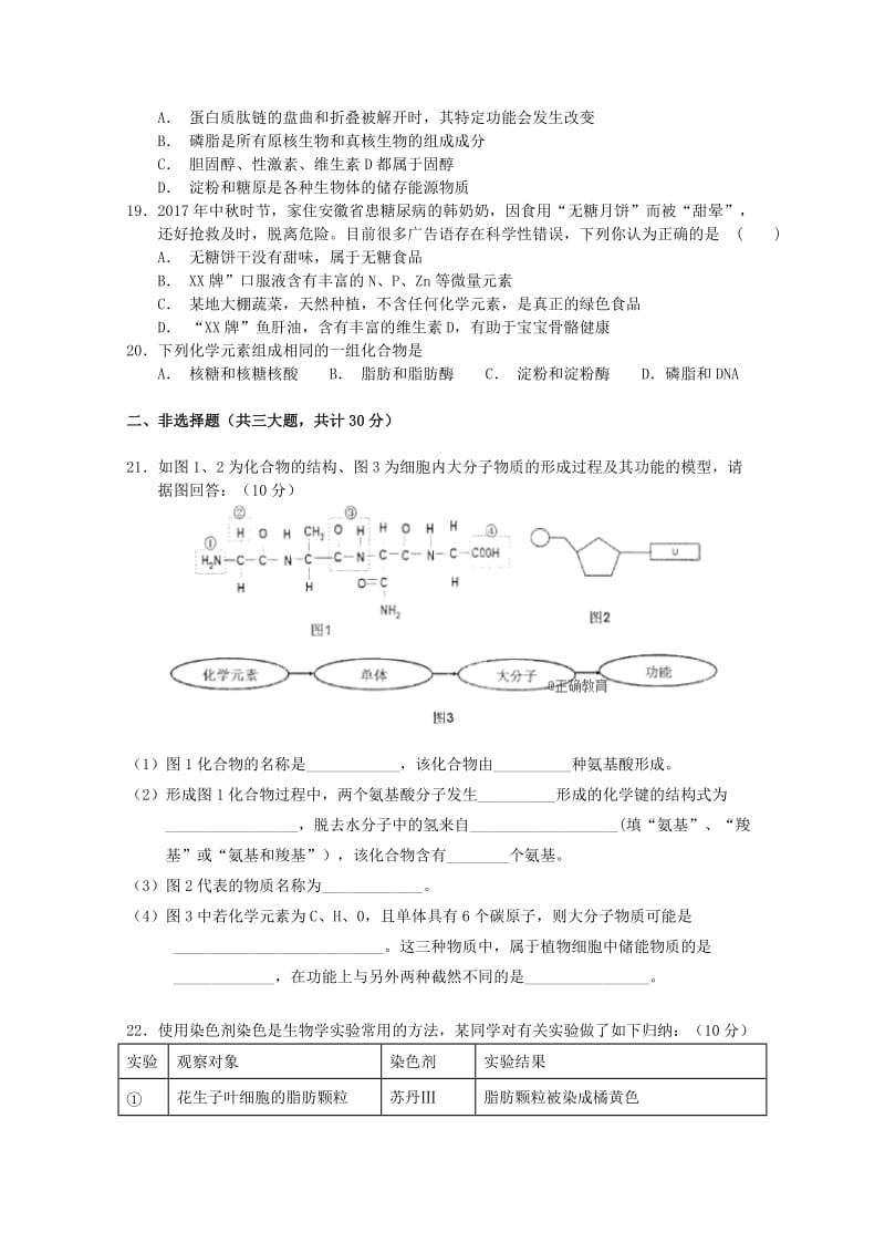 湖北省钢城四中2018-2019学年高一生物10月月考试题.doc_第3页