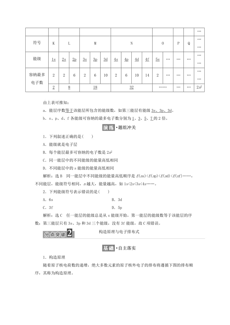 2018-2019学年高中化学 第一章 第一节 第一课时 能层、能级与构造原理学案（含解析）新人教版选修3.doc_第2页