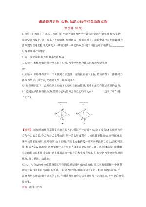 2018-2019學(xué)年高中物理 第三章 相互作用 課后提升訓(xùn)練 實(shí)驗(yàn)2 實(shí)驗(yàn)驗(yàn)證力的平行四邊形定則 新人教版必修1.doc