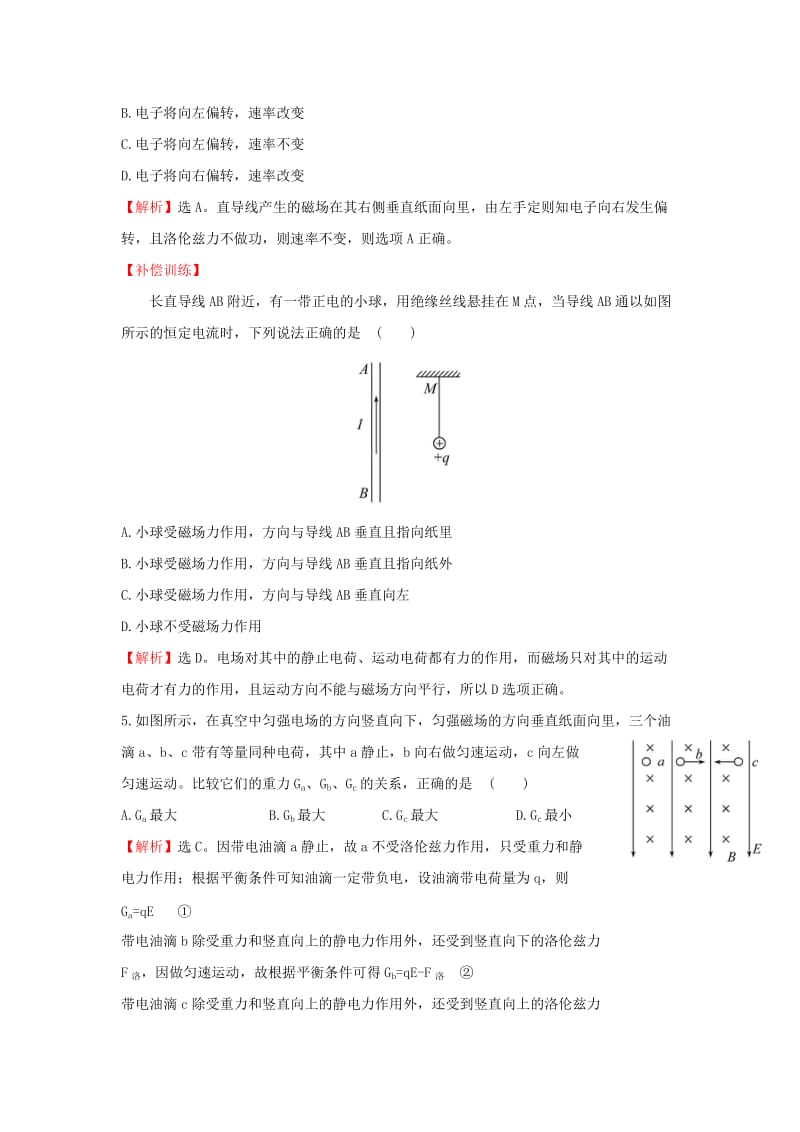 2018-2019学年高中物理 第三章 磁场 课时提升作业二十 3.5 运动电荷在磁场中受到的力 新人教版选修3-1.doc_第3页