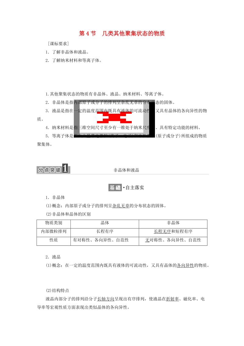 2017-2018学年高中化学 第3章 物质的聚集状态与物质性质 第4节 几类其他聚集状态的物质教学案 鲁科版选修3.doc_第1页