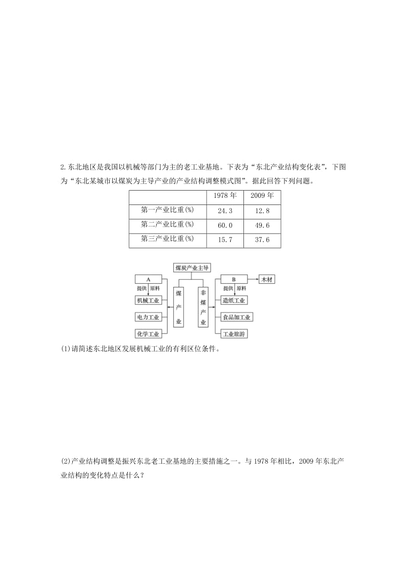 2020版高考地理一轮复习 专题六 农业与工业 高频考点57 传统工业区可持续发展主观题规范解答练习（含解析）.docx_第2页