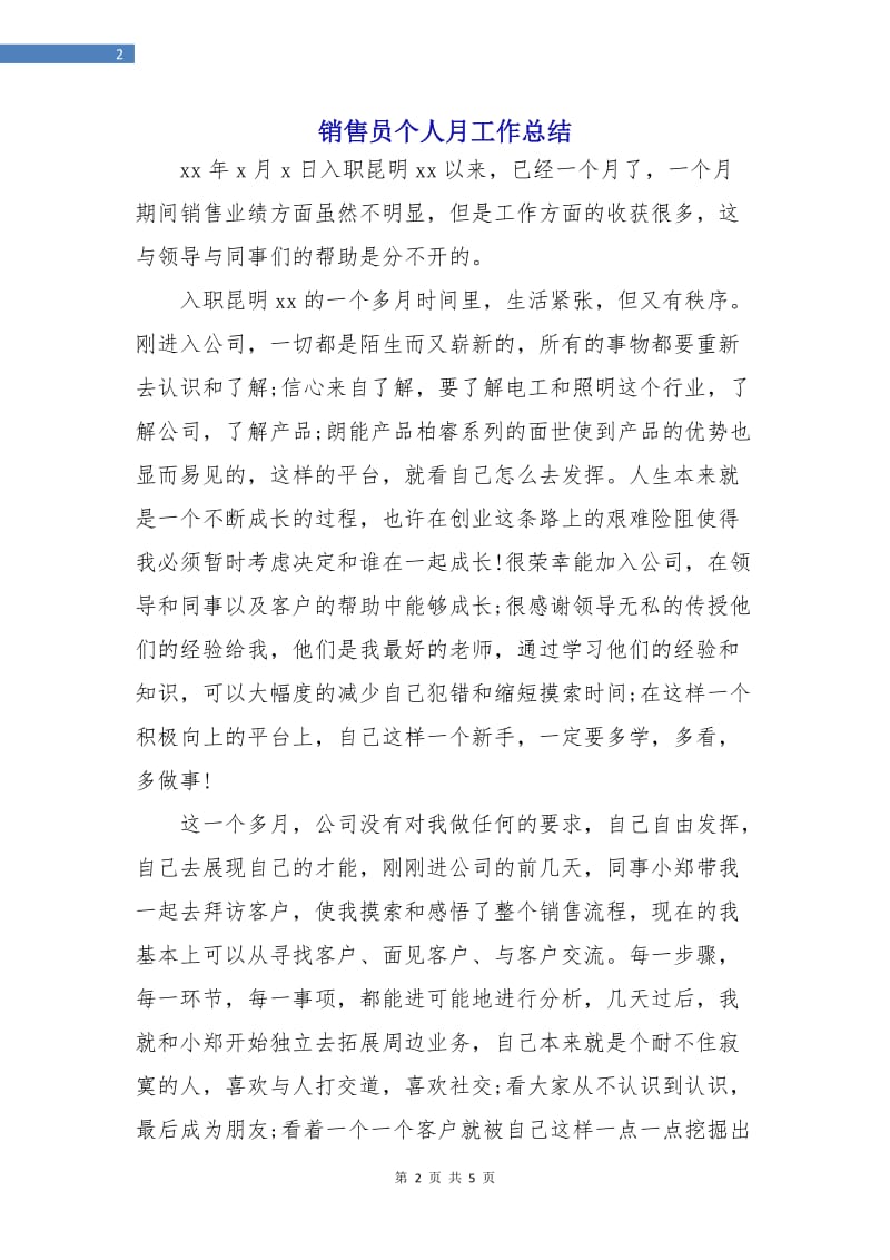 销售员个人月工作总结.doc_第2页