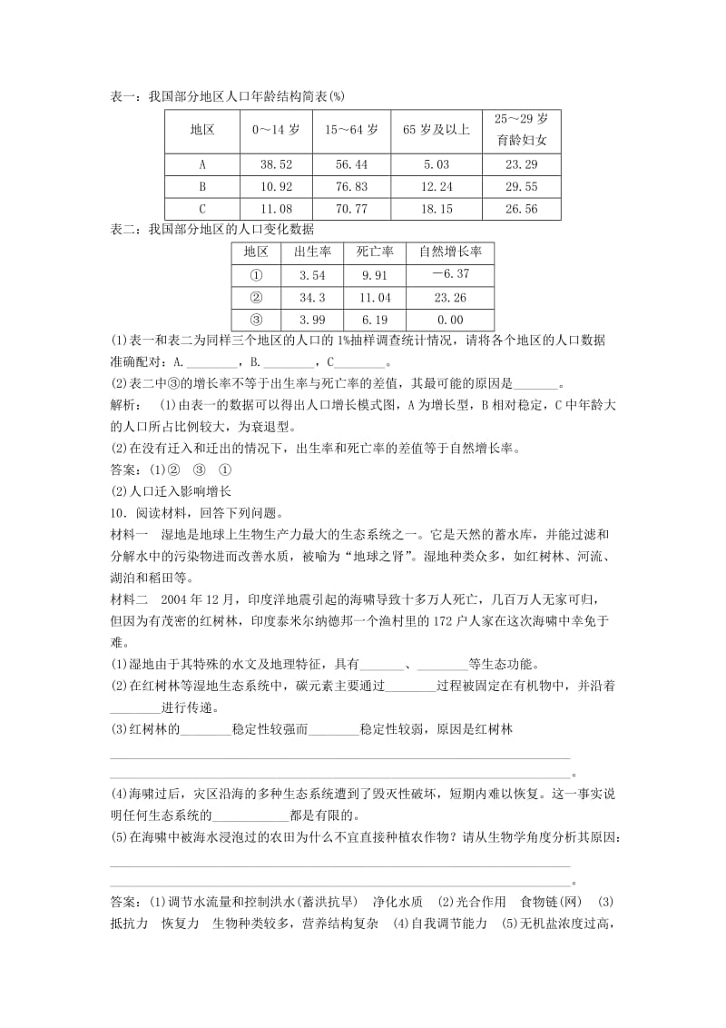 2017-2018学年高中生物 第六章 生态环境的保护 第1、2节 人口增长对生态环境的影响保护我们共同的家园优化练习 新人教版必修3.doc_第3页