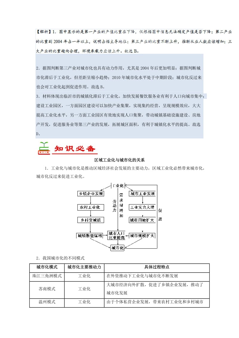 2018-2019学年高中地理 每日一题 区域工业化与城市化的关系（含解析）新人教版必修3.doc_第2页