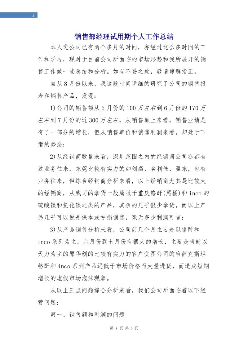 销售部经理试用期个人工作总结.doc_第2页