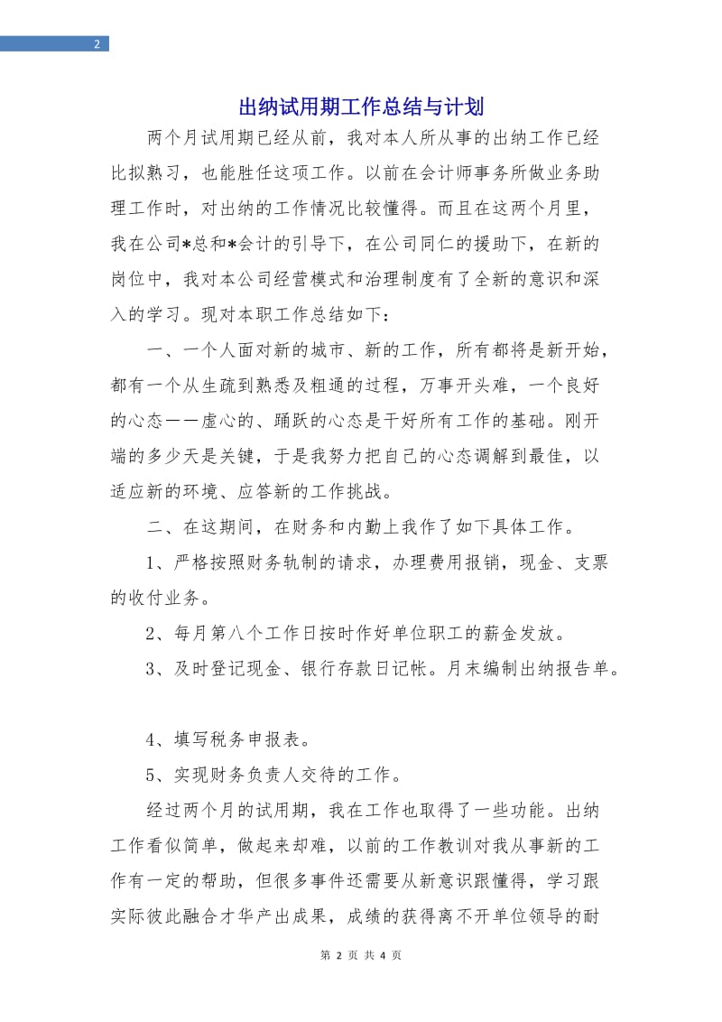 出纳试用期工作总结与计划.doc_第2页