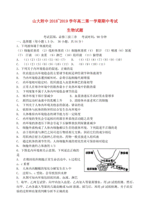 山西省山西大學附屬中學2018-2019學年高二生物上學期期中試題.doc