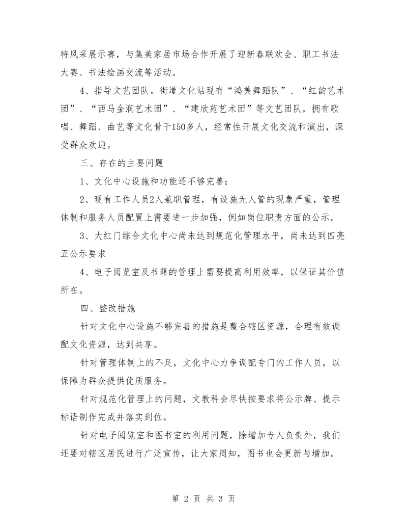 街道综合文化中心自查报告.doc_第2页