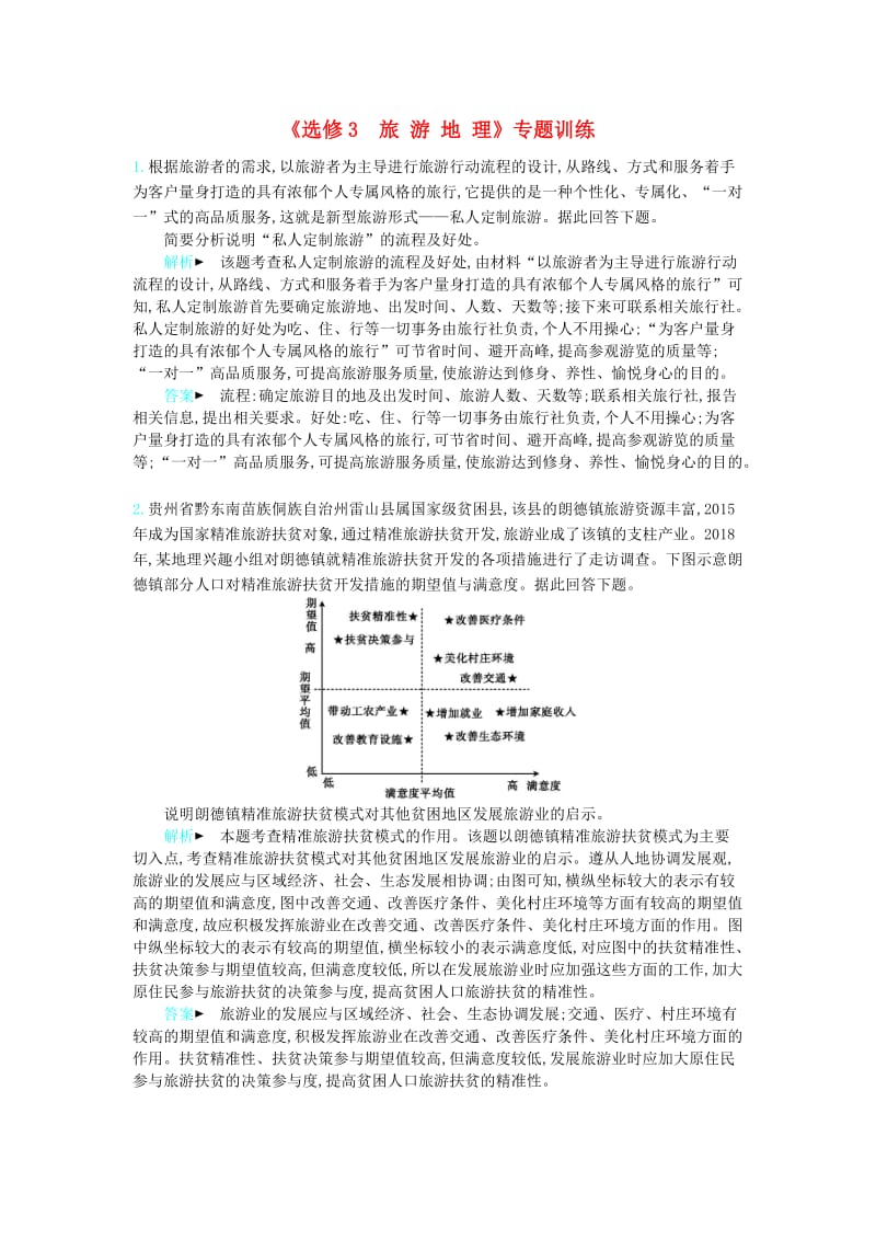 2019届高三地理二轮复习 选修3 旅游地理专题训练.docx_第1页