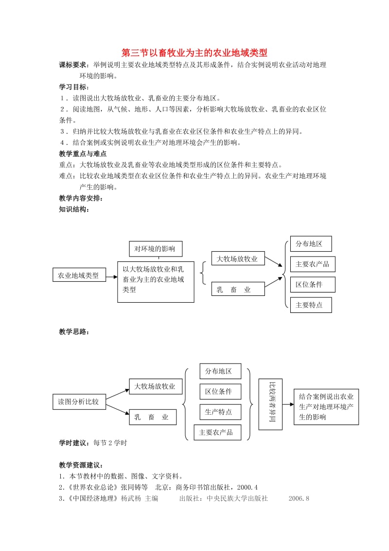 2018-2019学年高中地理 第三章 农业地域的形成与发展 第3节 以畜牧业为主的农业地域类型教案 新人教版必修2.doc_第1页