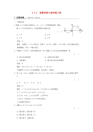 2017-2018學(xué)年高中數(shù)學(xué) 第四章 導(dǎo)數(shù)及其應(yīng)用 4.3 導(dǎo)數(shù)在研究函數(shù)中的應(yīng)用 4.3.2 函數(shù)的極大值和極小值分層訓(xùn)練 湘教版選修2-2.doc