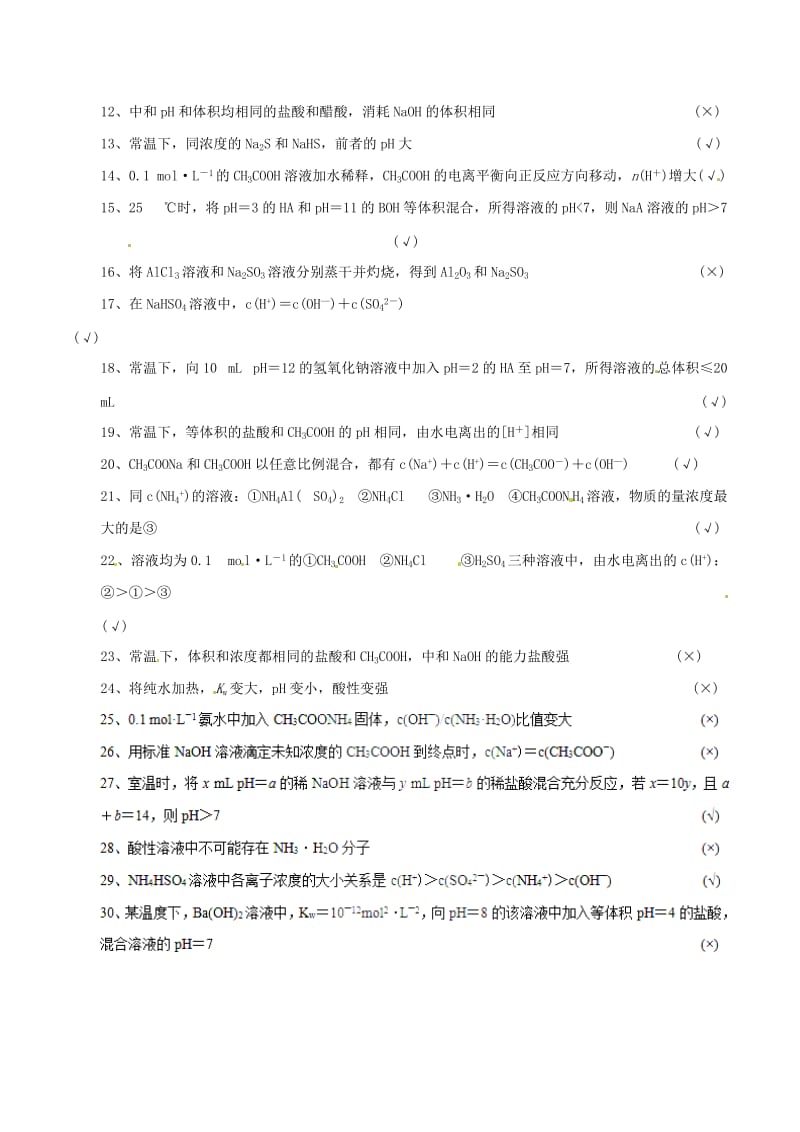 2019年高考化学 中等生百日捷进提升系列 专题1.8 电解质溶液知识归纳基础知识速记手册素材.doc_第3页