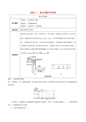 2019年高考物理13個搶分實驗 專題7.1 驗證動量守恒定律搶分精講.doc