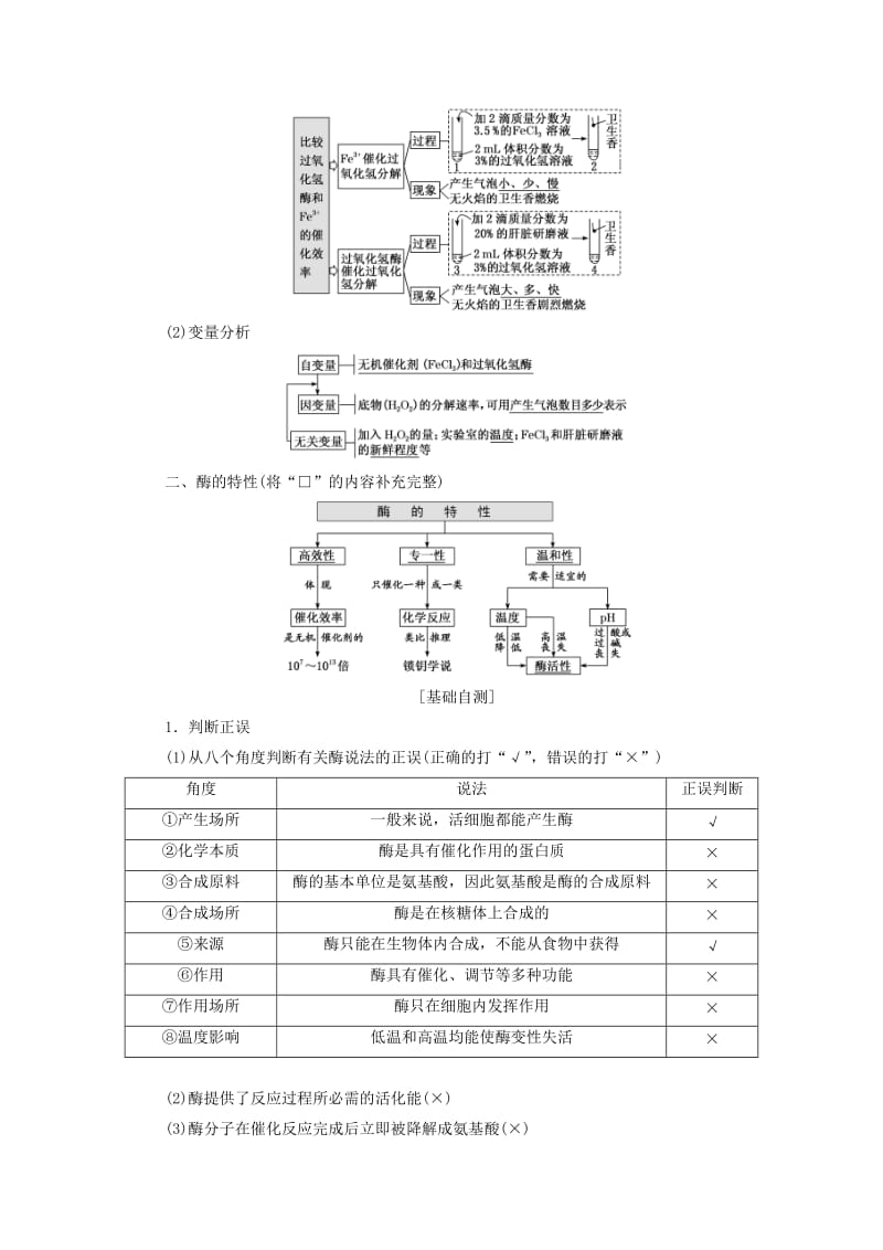 （通用版）2020版高考生物一轮复习 第三单元 第一讲 降低化学反应活化能的酶学案（含解析）.doc_第2页