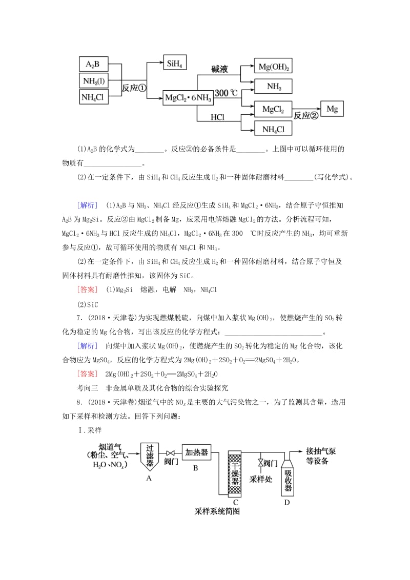 2019高考化学二轮冲刺复习精讲 第一部分 必考部分 第10讲 非金属及其化合物真题追踪（含解析）.doc_第3页