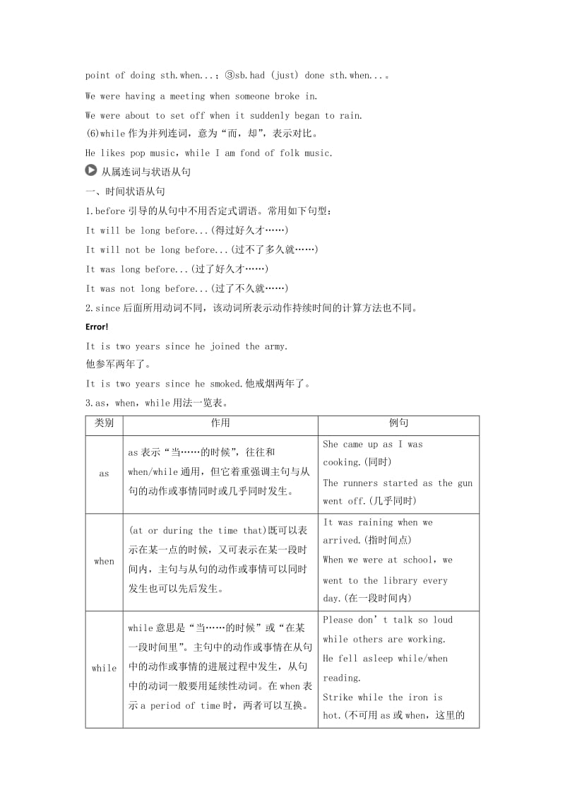 2019高考英语 语法突破四大篇 第四部分 专题3 并列句和状语从句讲义.doc_第2页