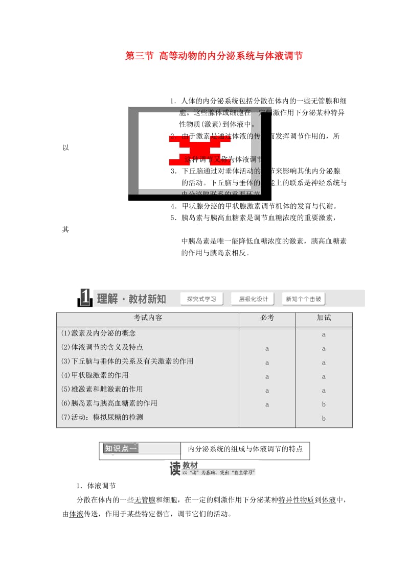 浙江专版2017-2018学年高中生物第二章动物生命活动的调节第三节高等动物的内分泌系统与体液调节学案浙科版必修3 .doc_第1页