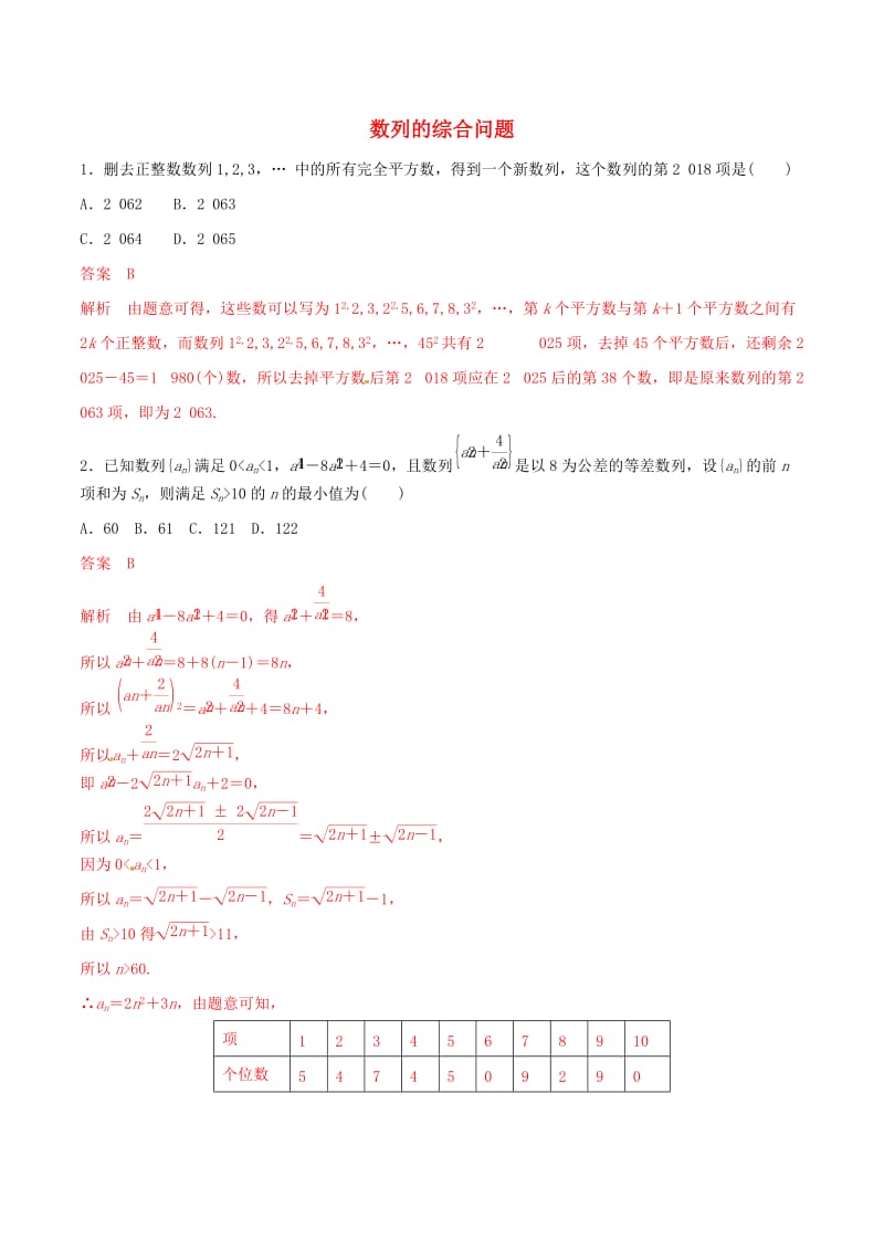 2019年高考数学 考纲解读与热点难点突破 专题12 数列的综合问题（热点难点突破）理（含解析）.doc_第1页