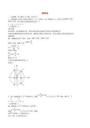 山東省齊河縣高考數(shù)學(xué)三輪沖刺 專題 拋物線練習(xí)（含解析）.doc