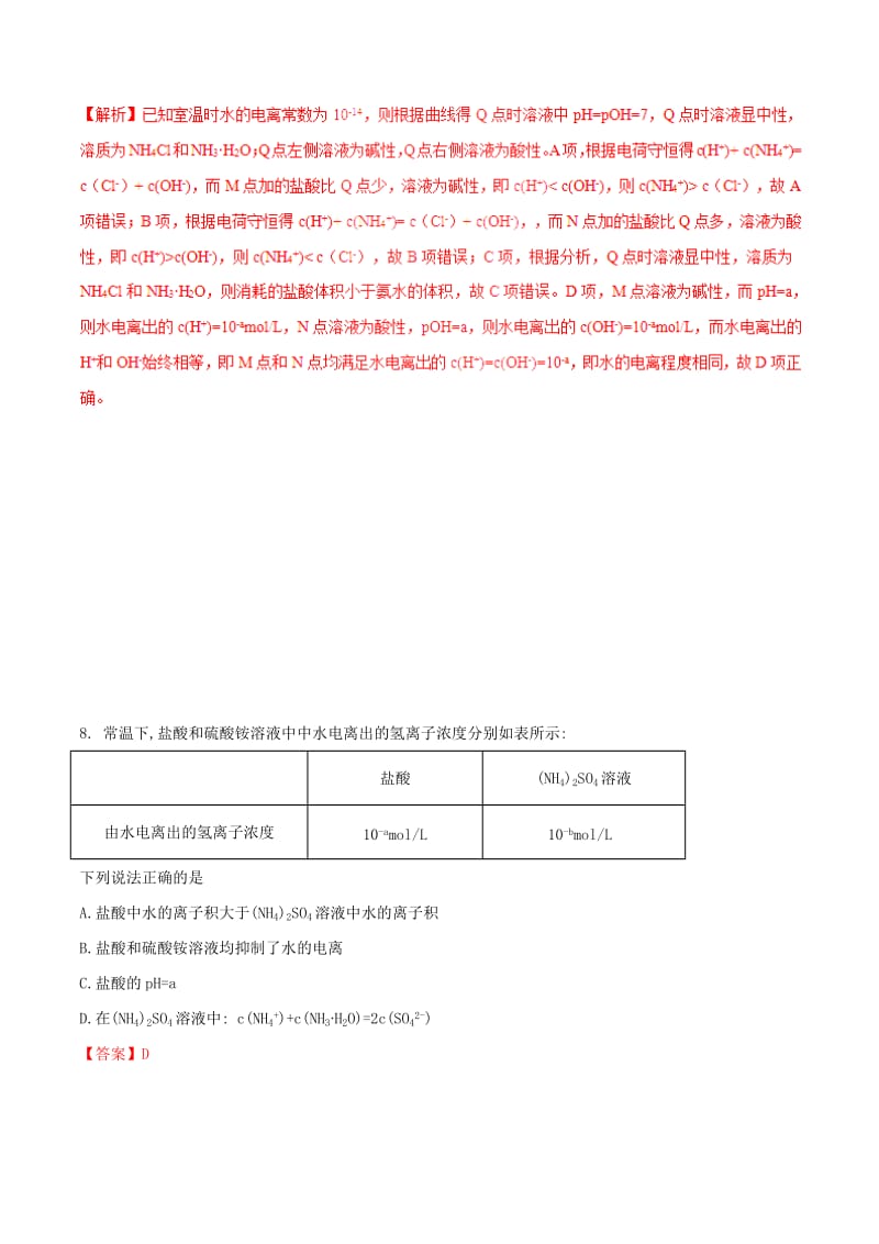 2019年高考化学二轮复习 专题15 水的电离和溶液pH考点突破.doc_第3页