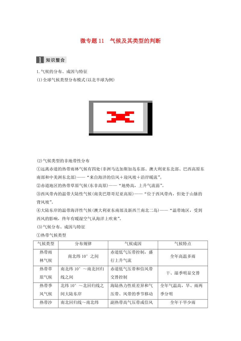 2019高考地理二轮优选习题专题三大气与水的运动规律微专题11气候及其类型的判断学案.doc_第1页