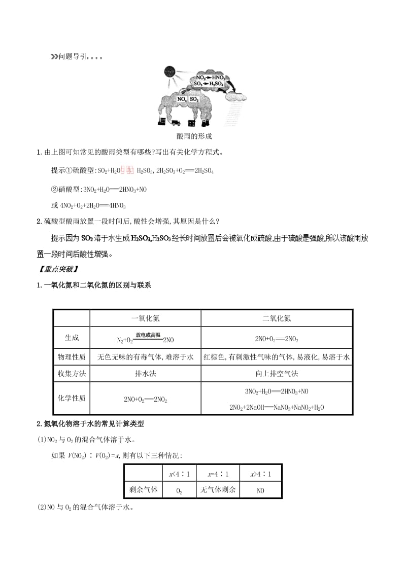 2018年秋高中化学 初高中衔接 专题22 二氧化硫、一氧化氮及酸雨学案.doc_第3页