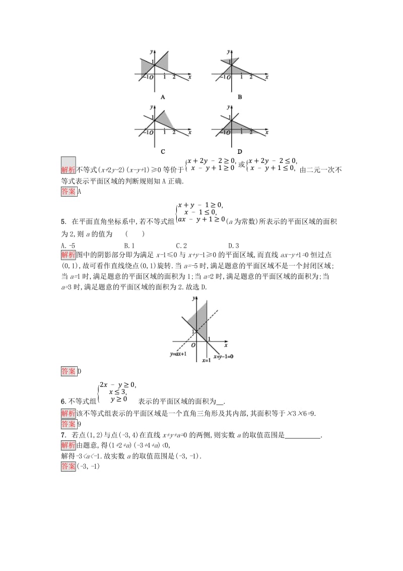 2018-2019版高中数学 第三章 不等式 3.3.1 二元一次不等式(组)与平面区域练习 新人教A版必修5.doc_第2页