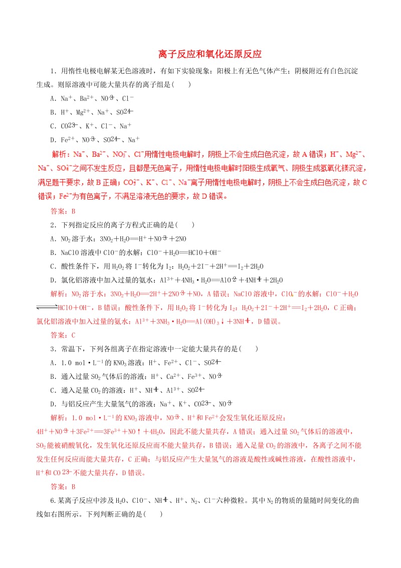 2019年高考化学 考纲解读与热点难点突破 专题03 离子反应和氧化还原反应（热点难点突破）（含解析）.doc_第1页